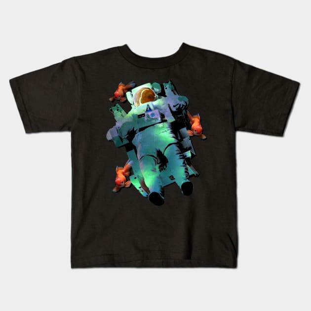 astronaut of the deep sea Kids T-Shirt by acatalepsys 